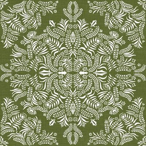 Jungle Damask Moss Green