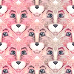 THE BLUE EYED CUTE PINK FELINE LION CAT TRIANGLE FACE 2 CHAOS MARBLED BEIGE TAUPE PINK