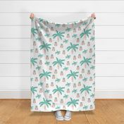 Cute summer spring kawaii tropical island palm trees and pineapples kids design soft mint XXL Jumbo