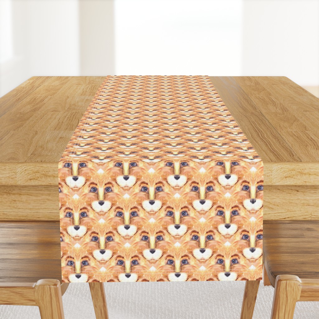 THE BLUE EYED CUTE FELINE LION CAT TRIANGLES  lozenges beige ecru orange