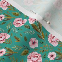 4" Strawberry Fields Roses - Muted Teal