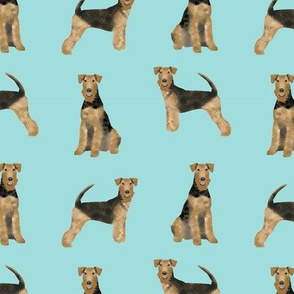 airedale terrier dog fabric simple blue