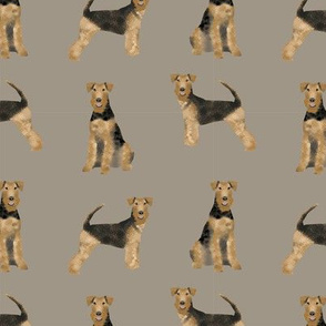 airedale terrier dog fabric simple greige