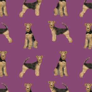 airedale terrier dog fabric simple purple