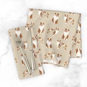 australian shepherd red merle dog fabric simple beige