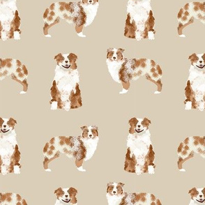 australian shepherd red merle dog fabric simple beige