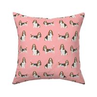 basset hound dog fabric simple pink