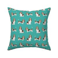 basset hound dog fabric simple teal