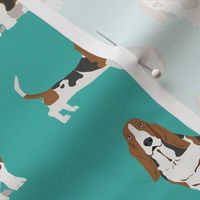 basset hound dog fabric simple teal