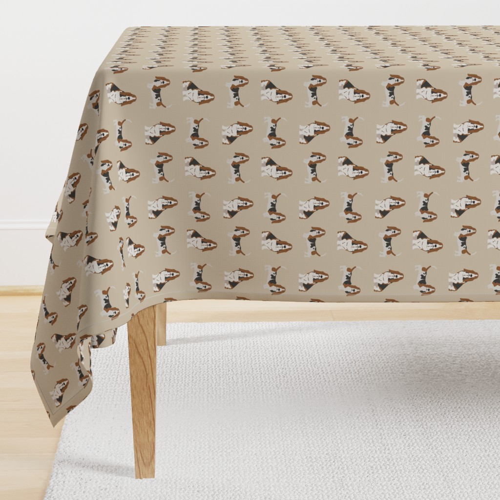 basset hound dog fabric simple beige