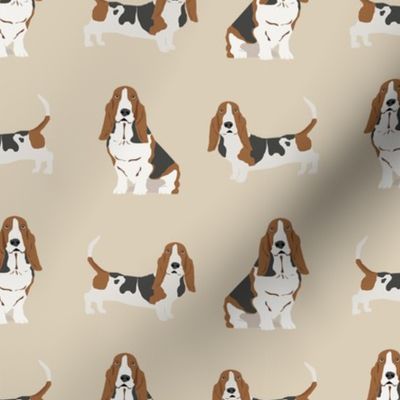 basset hound dog fabric simple beige