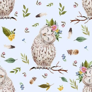 8" Spring Breeze Owl - Blue