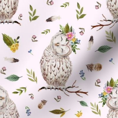 8" Spring Breeze Owl - Blush