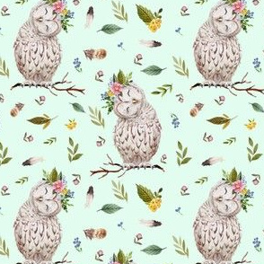 4" Spring Breeze Owl - Minty Green