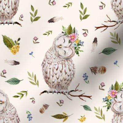 8" Spring Breeze Owl - Ivory