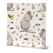 8" Spring Breeze Owl - Ivory