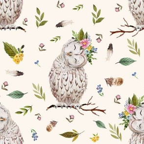 8" Spring Breeze Owl - Ivory