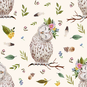 21" Spring Breeze Owl - Ivory