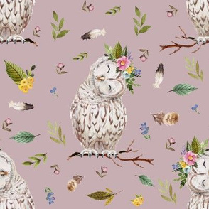 8" Spring Breeze Owl - Dusty Pink