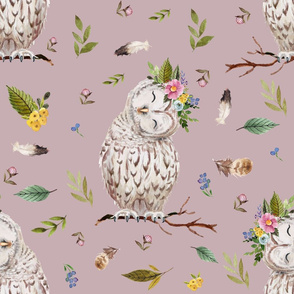 21" Spring Breeze Owl - Dusty Pink