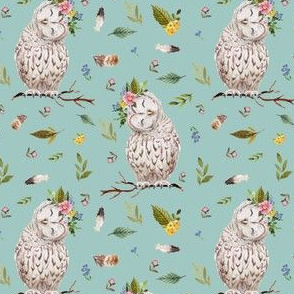 4" Spring Breeze Owl - Muted Aqua