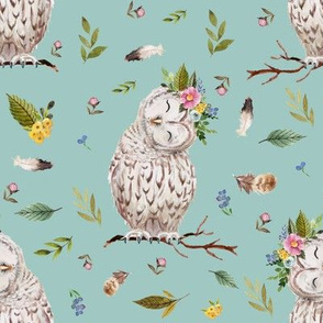 8" Spring Breeze Owl - Muted Aqua