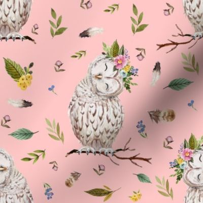 8" Spring Breeze Owl - Peach