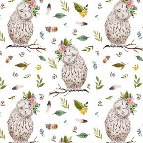 4" Spring Breeze Owl - White