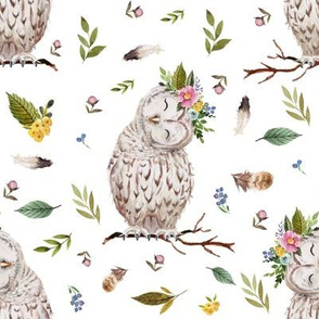 8" Spring Breeze Owl - White
