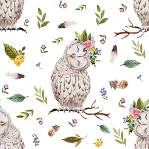 21" Spring Breeze Owl - White