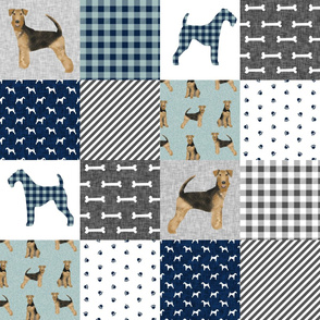 airedale terrier dog breed pet quilt b quilt wholecloth cheater quilt dog fabric