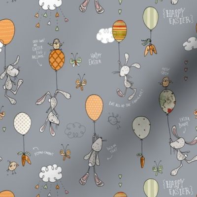 Bunnies & Balloons, gray