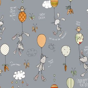 Bunnies & Balloons, gray