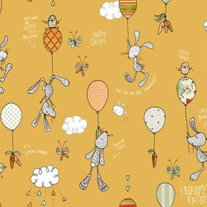 Bunnies & Balloons, mustard