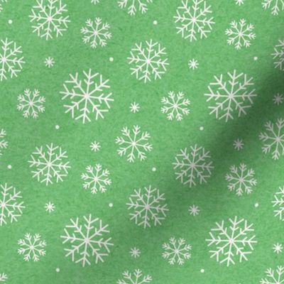 Snowflakes on Mottled Green