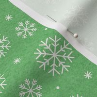 Snowflakes on Mottled Green