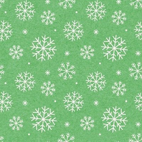 Snowflakes on Mottled Green