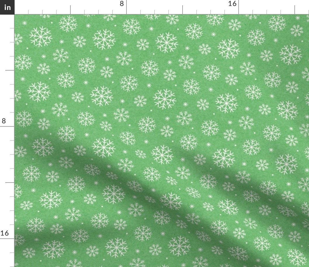 Snowflakes on Mottled Green