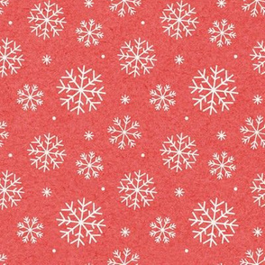 Snowflakes on Mottled Red