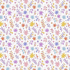 Colorful flowers pattern small scale