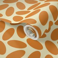 Orange Oval Lozenge Shapes on Creamy Ecru, Modern Minimalist 