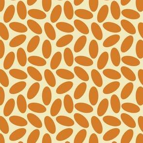 Orange Oval Lozenge Shapes on Creamy Ecru, Modern Minimalist 