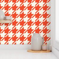 Houndstooth - Red, Ivory