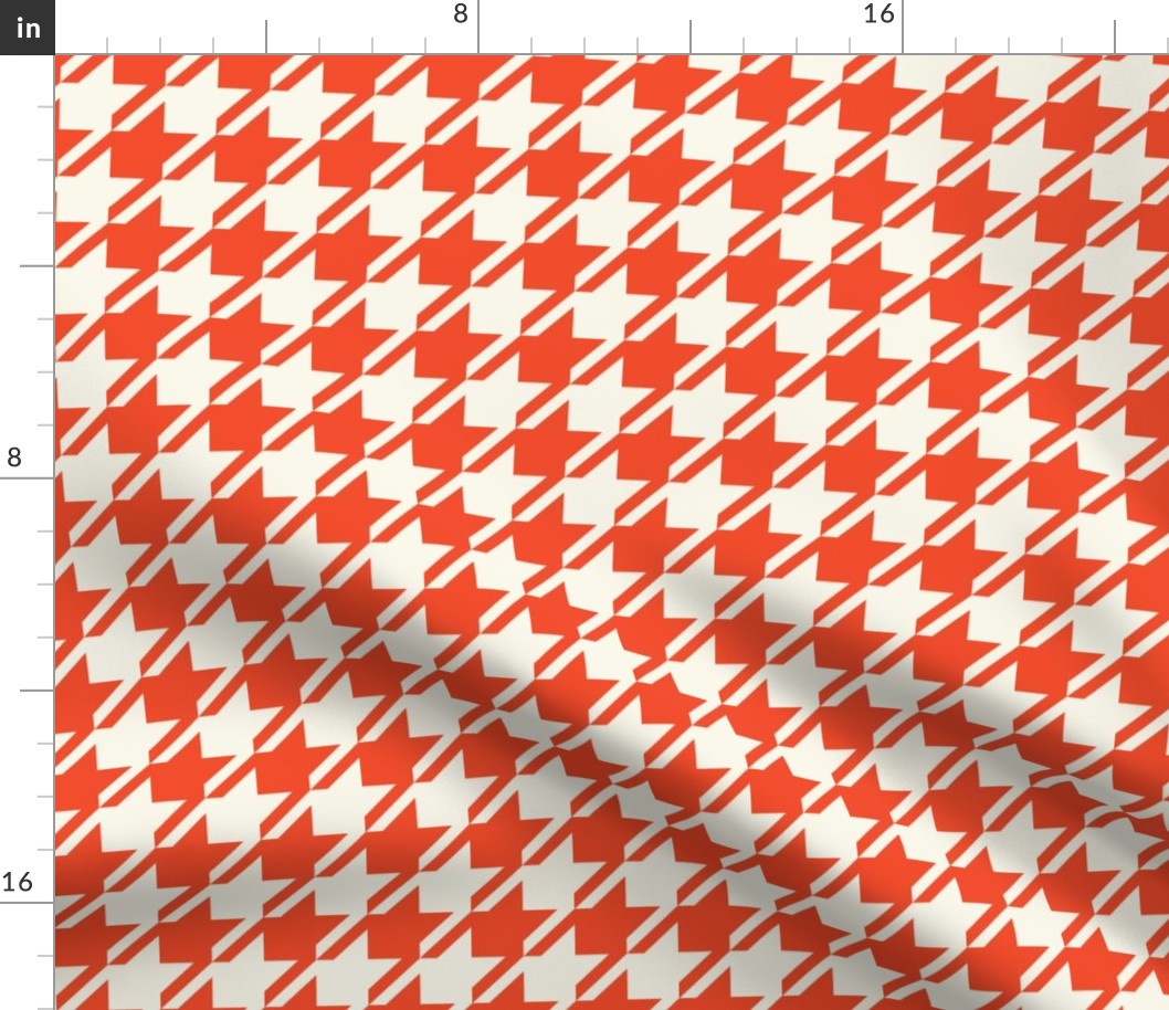 Houndstooth - Red, Ivory