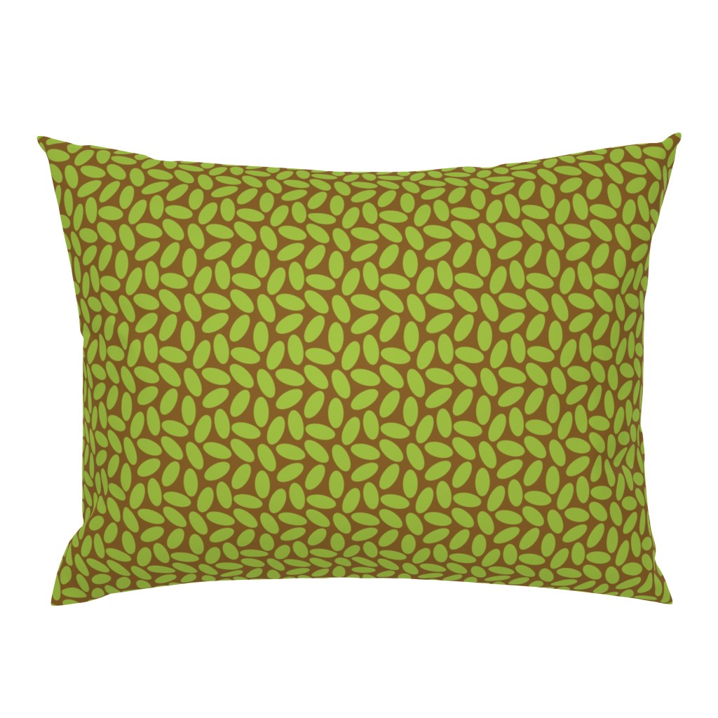 Lime Ovals on Brown, Arts and Crafts Style, 