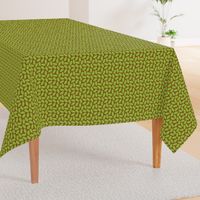 Lime Ovals on Brown, Arts and Crafts Style, 