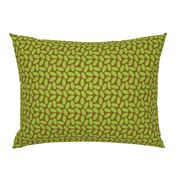 Lime Ovals on Brown, Arts and Crafts Style, 