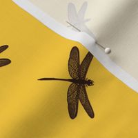 Dancing Dragonflies Brown On Yellow