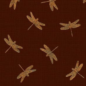 Dancing Dragonflies On Deep Brick