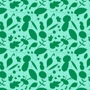 Mint & Emerald Leaf Silhouette